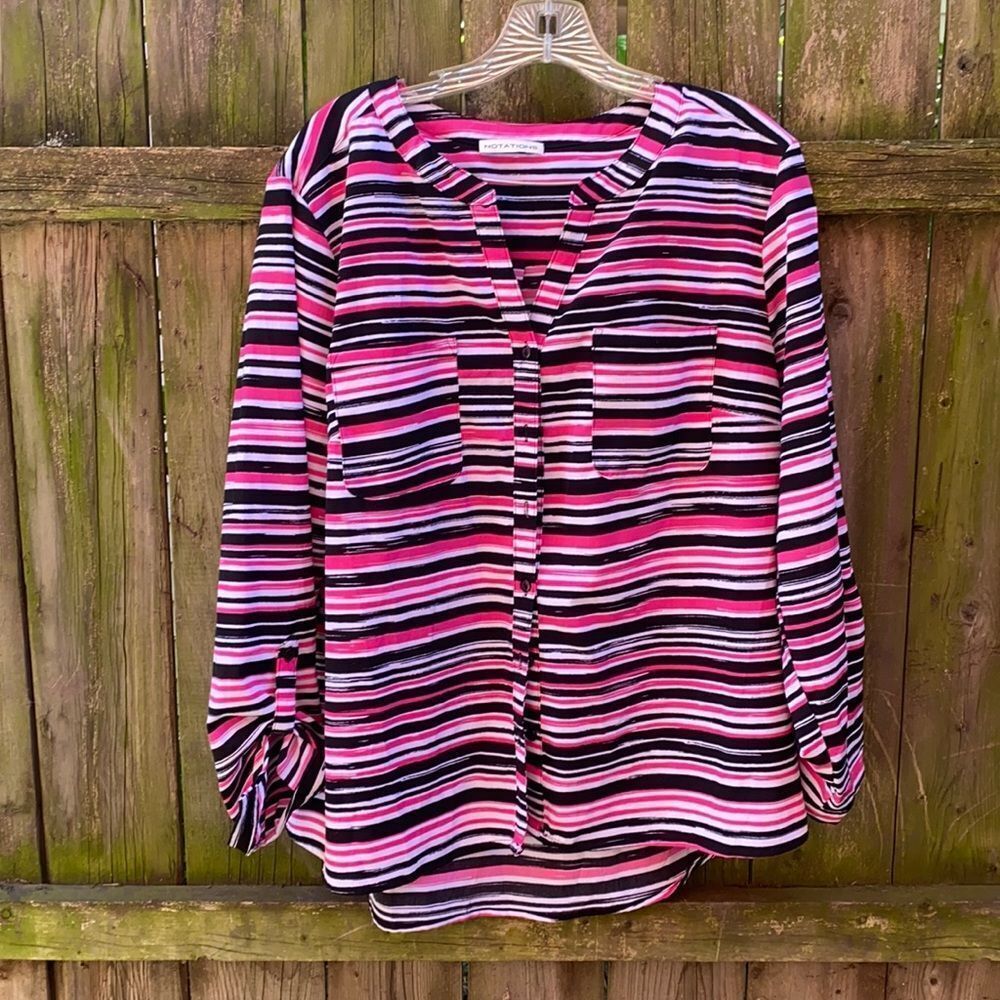 Notations striped button Down shirt sz. L